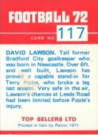 1971-72 Panini Football 72 #117 David Lawson Back
