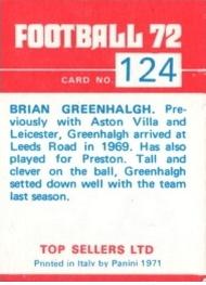 1971-72 Panini Football 72 #124 Brian Greenhalgh Back
