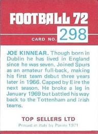 1971-72 Panini Football 72 #298 Joe Kinnear Back