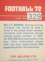 1971-72 Panini Football 72 #329 Billy Bonds Back