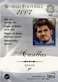 2007 Futera World Football Foil #3 Iker Casillas Back
