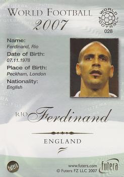 2007 Futera World Football Foil #28 Rio Ferdinand Back