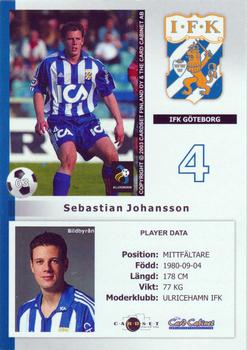 2003 Card Cabinet Allsvenskan #63 Sebastian Johansson Back