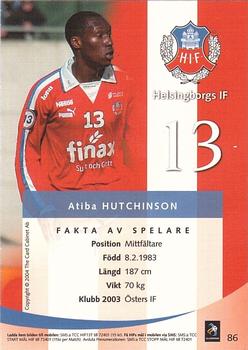 2004 Card Cabinet Allsvenskan #86 Atiba Hutchinson Back