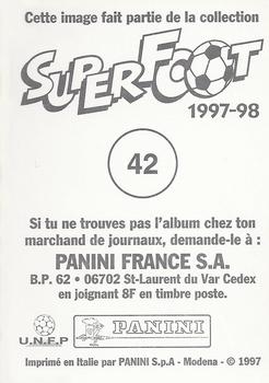 1997-98 Panini SuperFoot Stickers #42. Alain Roche Back