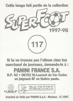 1997-98 Panini SuperFoot Stickers #117. Patrice Loko Back