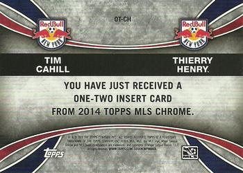 2014 Topps Chrome MLS - One Two #OT-CH Tim Cahill / Thierry Henry Back