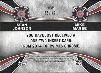 2014 Topps Chrome MLS - One Two Blue Refractors #OT-JM Sean Johnson / Mike Magee Back