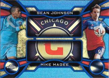 2014 Topps Chrome MLS - One Two Blue Refractors #OT-JM Sean Johnson / Mike Magee Front