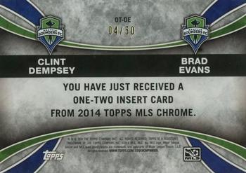 2014 Topps Chrome MLS - One Two Gold Refractors #OT-DE Clint Dempsey / Brad Evans Back