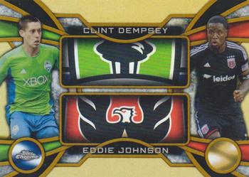 2014 Topps Chrome MLS - One Two Gold Refractors #OT-DJ Clint Dempsey / Eddie Johnson Front