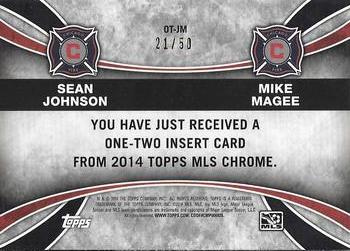 2014 Topps Chrome MLS - One Two Gold Refractors #OT-JM Sean Johnson / Mike Magee Back