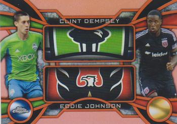 2014 Topps Chrome MLS - One Two Orange Refractors #OT-DJ Clint Dempsey / Eddie Johnson Front