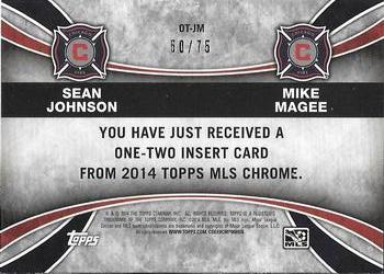 2014 Topps Chrome MLS - One Two Orange Refractors #OT-JM Sean Johnson / Mike Magee Back