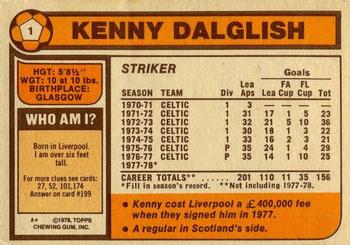 1978-79 Topps #1 Kenny Dalglish Back