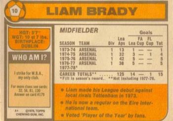 1978-79 Topps #10 Liam Brady Back