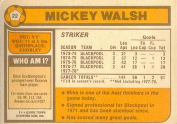 1978-79 Topps #22 Mickey Walsh Back