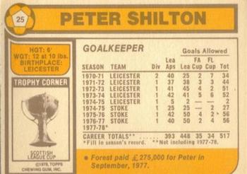 1978-79 Topps #25 Peter Shilton Back
