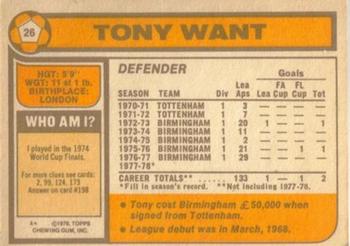 1978-79 Topps #26 Tony Want Back