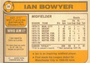 1978-79 Topps #34 Ian Bowyer Back
