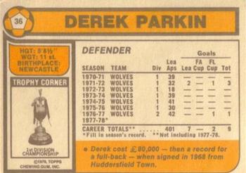 1978-79 Topps #36 Derek Parkin Back
