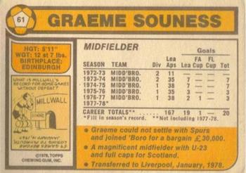 1978-79 Topps #61 Graeme Souness Back