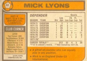 1978-79 Topps #62 Mick Lyons Back