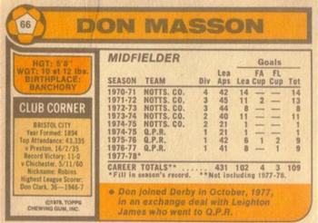 1978-79 Topps #66 Don Masson Back