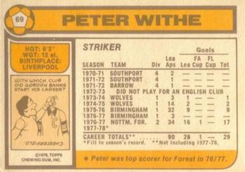 1978-79 Topps #69 Peter Withe Back
