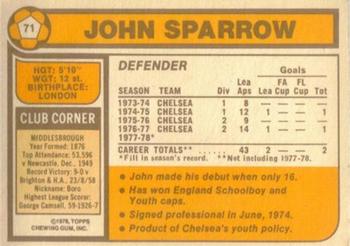 1978-79 Topps #71 John Sparrow Back