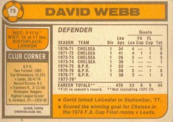 1978-79 Topps #73 David Webb Back