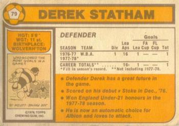 1978-79 Topps #79 Derek Statham Back