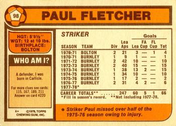 1978-79 Topps #98 Paul Fletcher Back