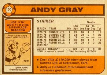 1978-79 Topps #100 Andy Gray Back