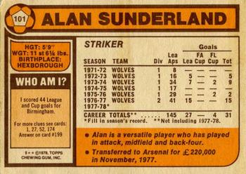 1978-79 Topps #101 Alan Sunderland Back