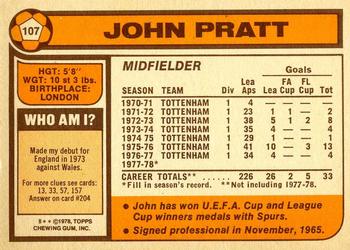 1978-79 Topps #107 John Pratt Back