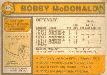 1978-79 Topps #151 Bobby McDonald Back