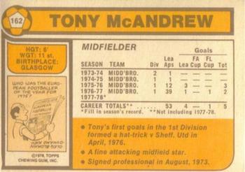 1978-79 Topps #162 Tony McAndrew Back