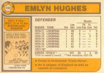 1978-79 Topps #180 Emlyn Hughes Back