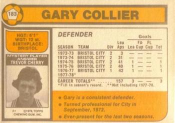 1978-79 Topps #183 Gary Collier Back