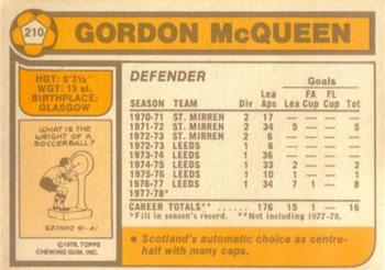 1978-79 Topps #210 Gordon McQueen Back