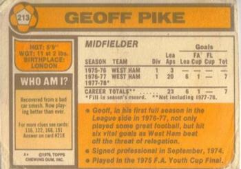 1978-79 Topps #213 Geoff Pike Back