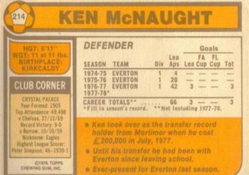 1978-79 Topps #214 Ken McNaught Back