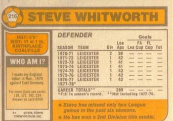 1978-79 Topps #216 Steve Whitworth Back