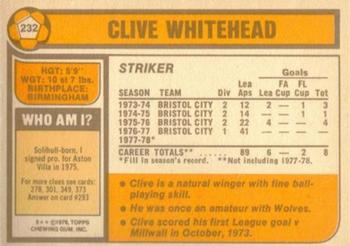 1978-79 Topps #232 Clive Whitehead Back