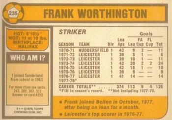 1978-79 Topps #235 Frank Worthington Back