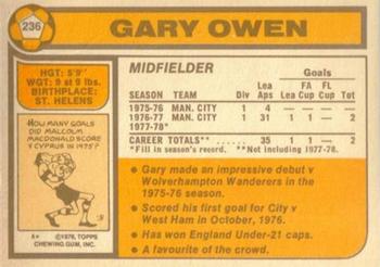 1978-79 Topps #236 Gary Owen Back