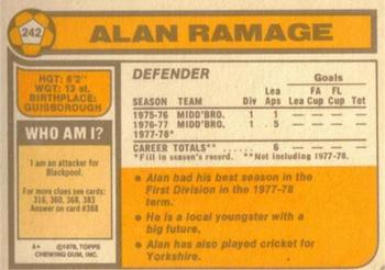 1978-79 Topps #242 Alan Ramage Back