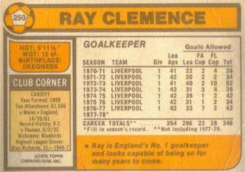 1978-79 Topps #250 Ray Clemence Back