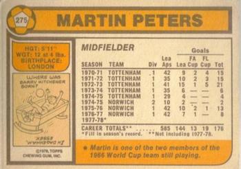 1978-79 Topps #275 Martin Peters Back